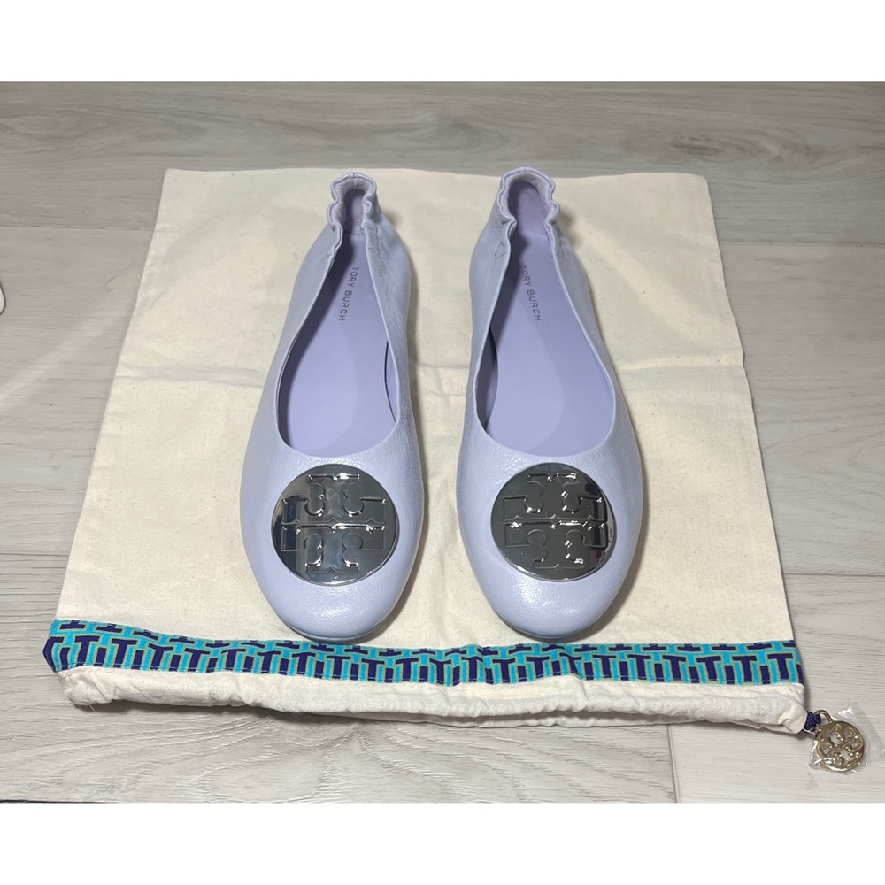 Tory Burch Lavender Flats with Silver Logo